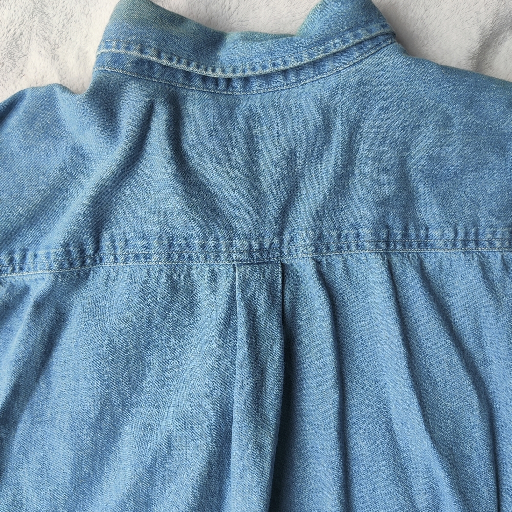 VTG Big Sur International Marathon Mens L Denim Shirt Button Down Embroidered - Picture 10 of 13